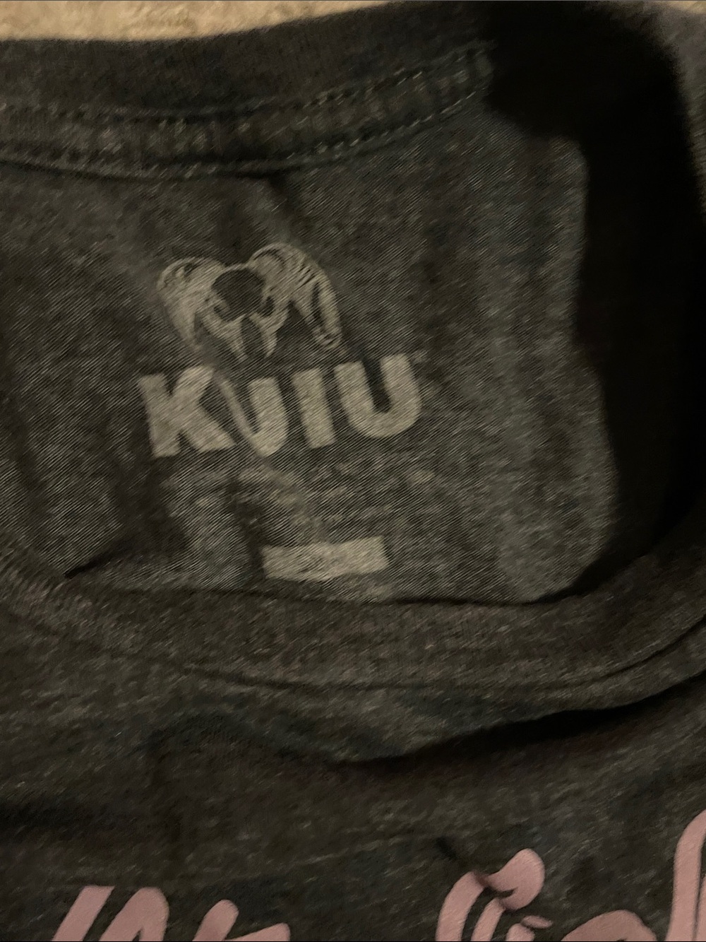KUIU Charcoal Tee with Pink Graphic Script - Picture 2 of 2